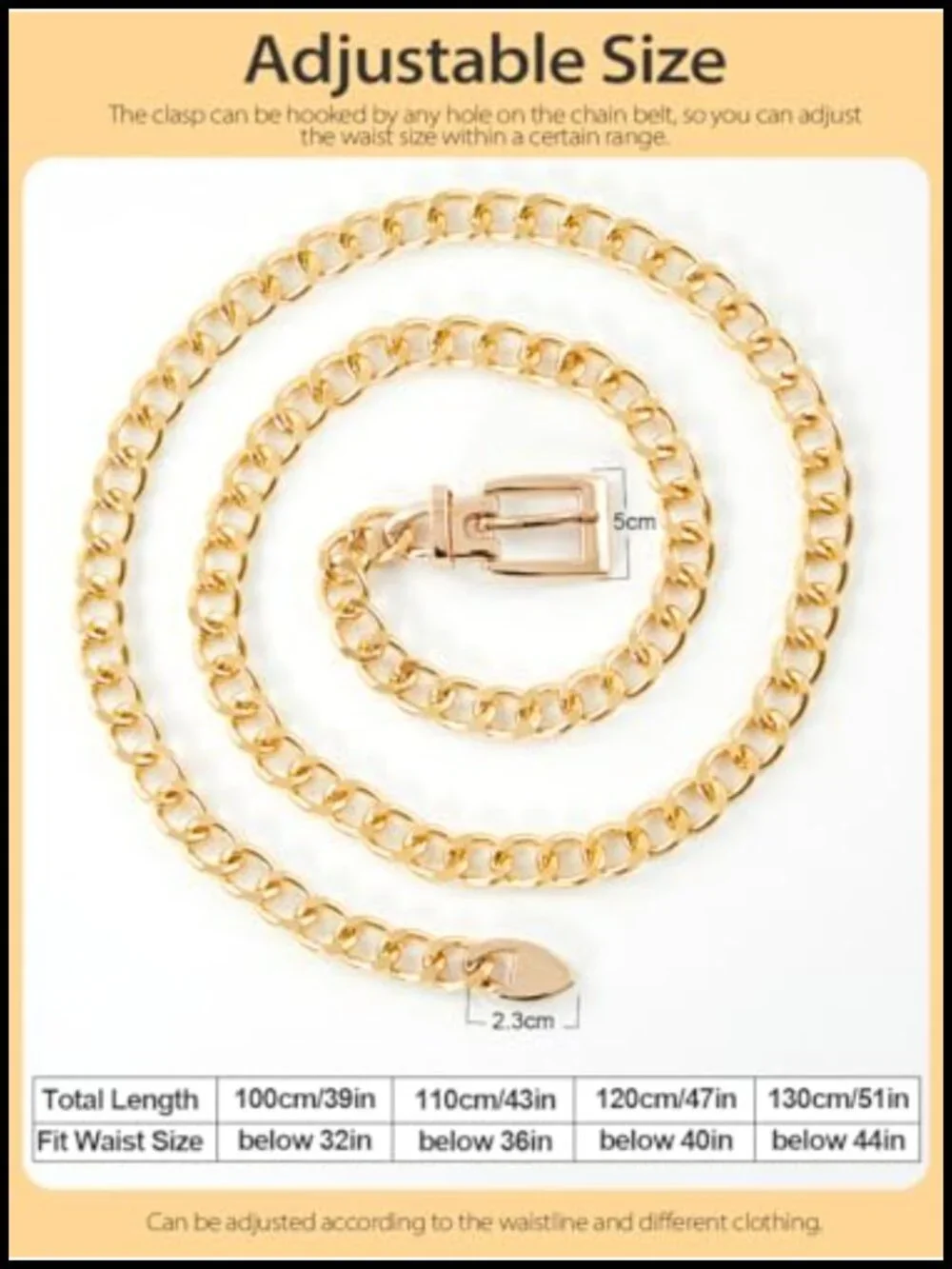 Metal Chain Belt for Women - Adjustable Waist Chain for Dress